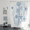 1 x Ocean Elements Duschdraperi med sjöstjärne- och snäcktryck - Blå och vit nautisk design, Polyester, med krokar, för badrum