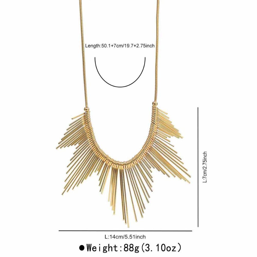 Multi Layer Geometric Necklace Charm Metal Chain Choker Punk Style Metal Line Necklace  Women