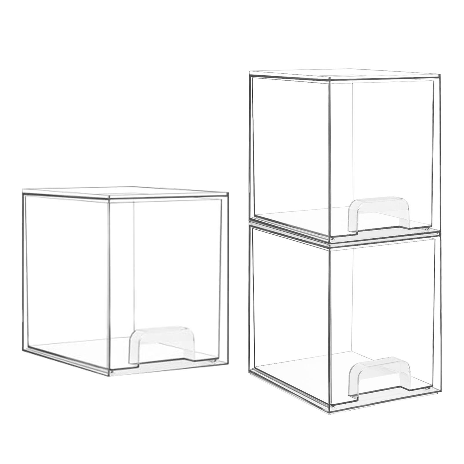 

Makeup Storage Box Makeup Organizer with Lid Stable Stackable Multiuse Tabletop Storage Box for Countertop Vanity Living Room 17.7cmx13.9cmx17.9cm