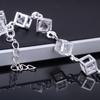 Women's Silver Plated Cube Clear Rhinestone Bracelet Engagement Party Jewelry