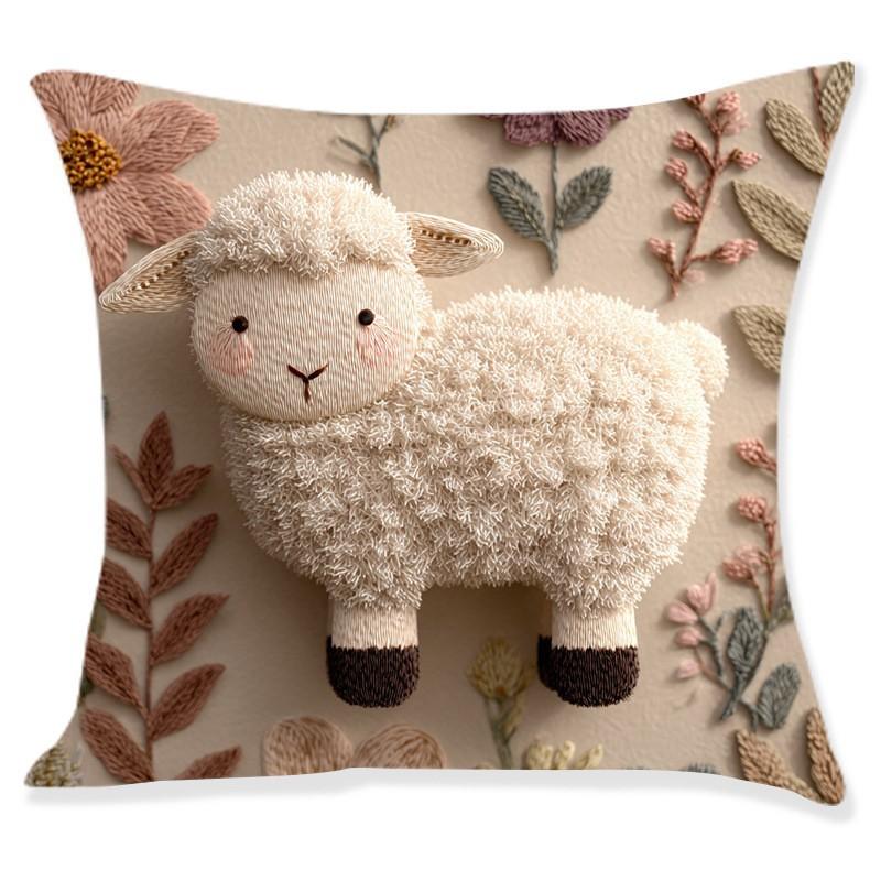 Neues Osterhasen-Dekokissen-Set, Faux-Stickerei-Druckdesign, Sofakissenbezug, Kissenbezug