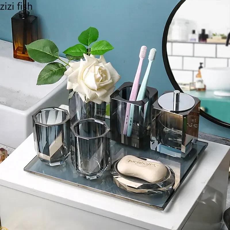 Crystal Lotion Bottle Soap Dish Tray Shampoo Shower Gel Bottles Home Bathroom Mouthwash Cups Toothbrush Holder Cotton Swab Boxes