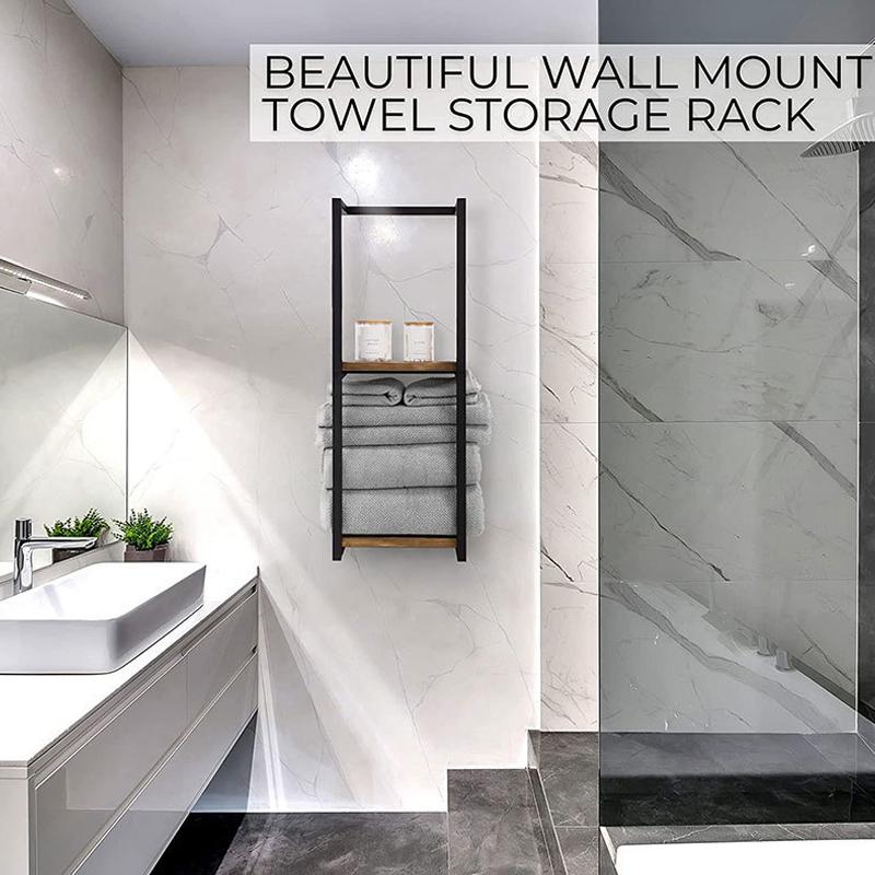 

Двухъярусная полка для хранения полотенец, настенная стойка для хранения полотенец, прочная полка для хранения туалетных принадлежностей, органайзер для экономии места United States