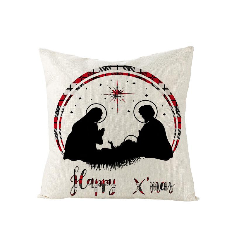 Plaid Christmas Pillowcase Red and Black Plaid Polyester Print Home Cushion Living Room Sofa Bedroom Cushion