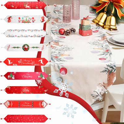 Super Soft Digital Printed Tassel Table Runner Christmas Festive Atmosphere Christmas Printed Table Runner