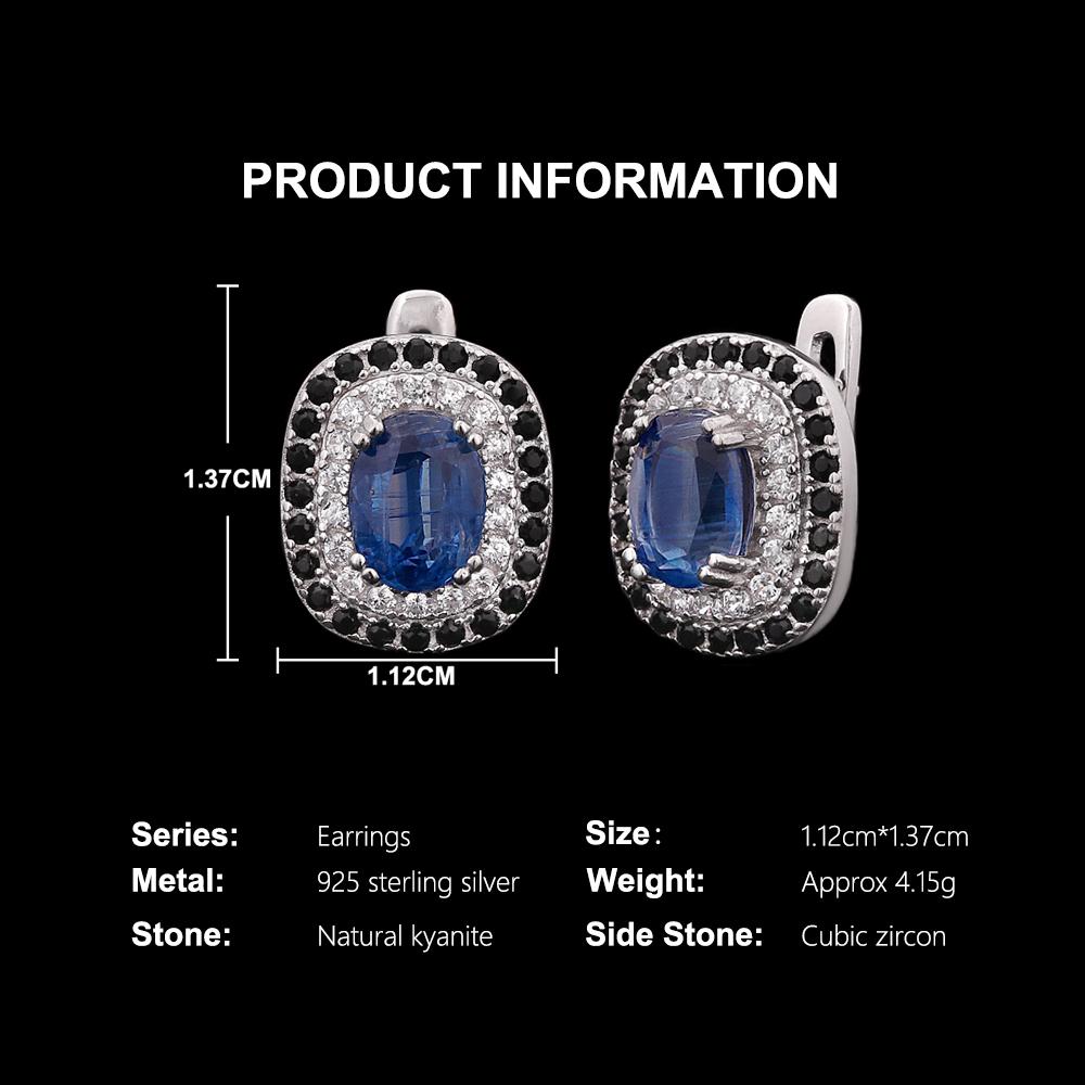 Simple Design 925 Sterling Silver Natural Kyanite Earring December Gemstone Fine Jewelry for Mom's Festive and Birthdays Gift