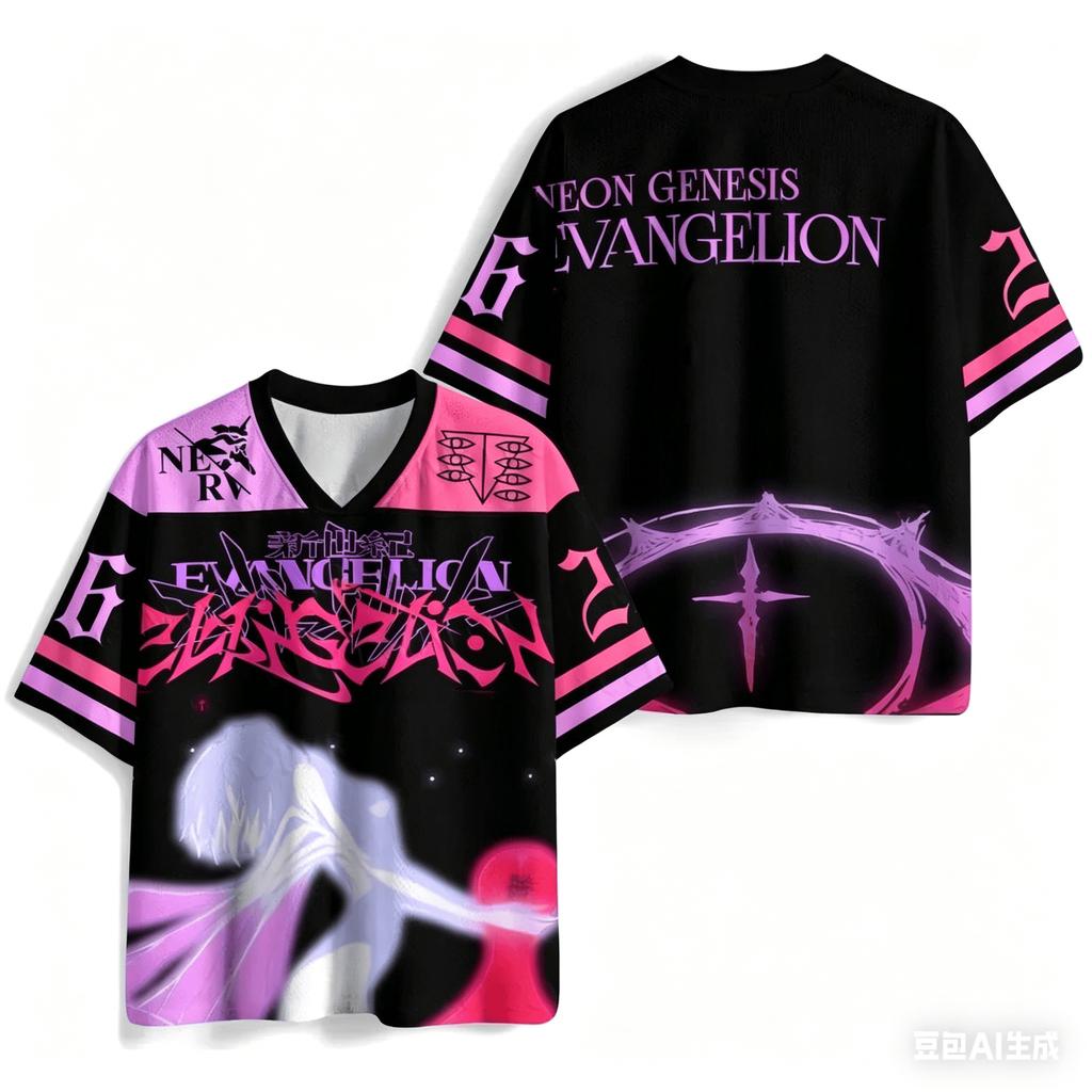 2026 Sommer Genesis Evangelion Retro Cosplay T-Shirt 3D-Druck Kurzarm Unisex Sportoberteile