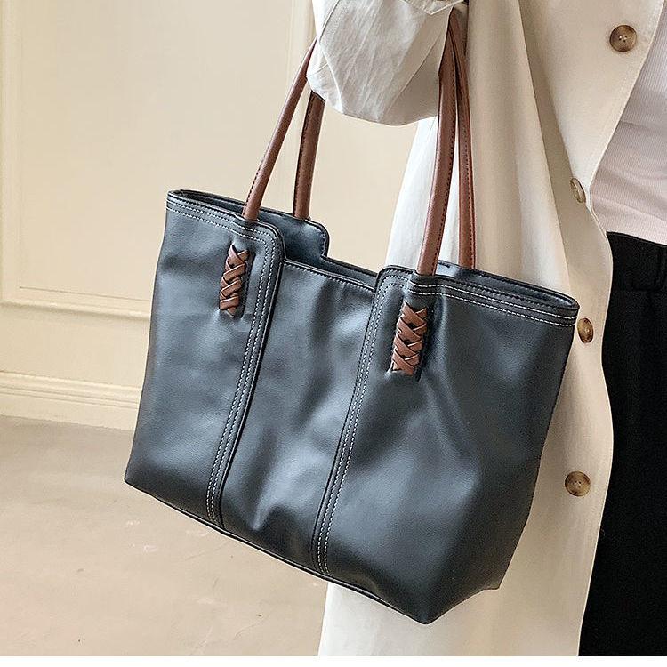 

Женская сумка-тоут, винтажная повседневная сумка из искусственной кожи, сумка через плечо, мягкая, вместительная, универсальная сумка для девочек