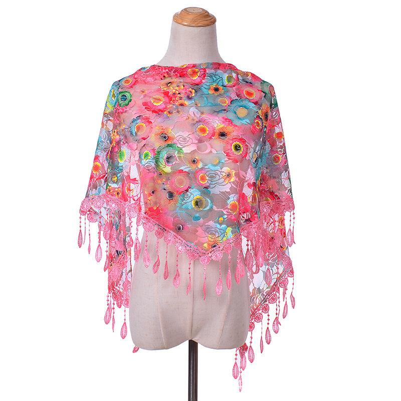 Summer Church Shawl Lace Veil Rose Scarf Bandana Church Prayer Wedding Mantilla Chapel White Embroidered Hijab Women Scarves