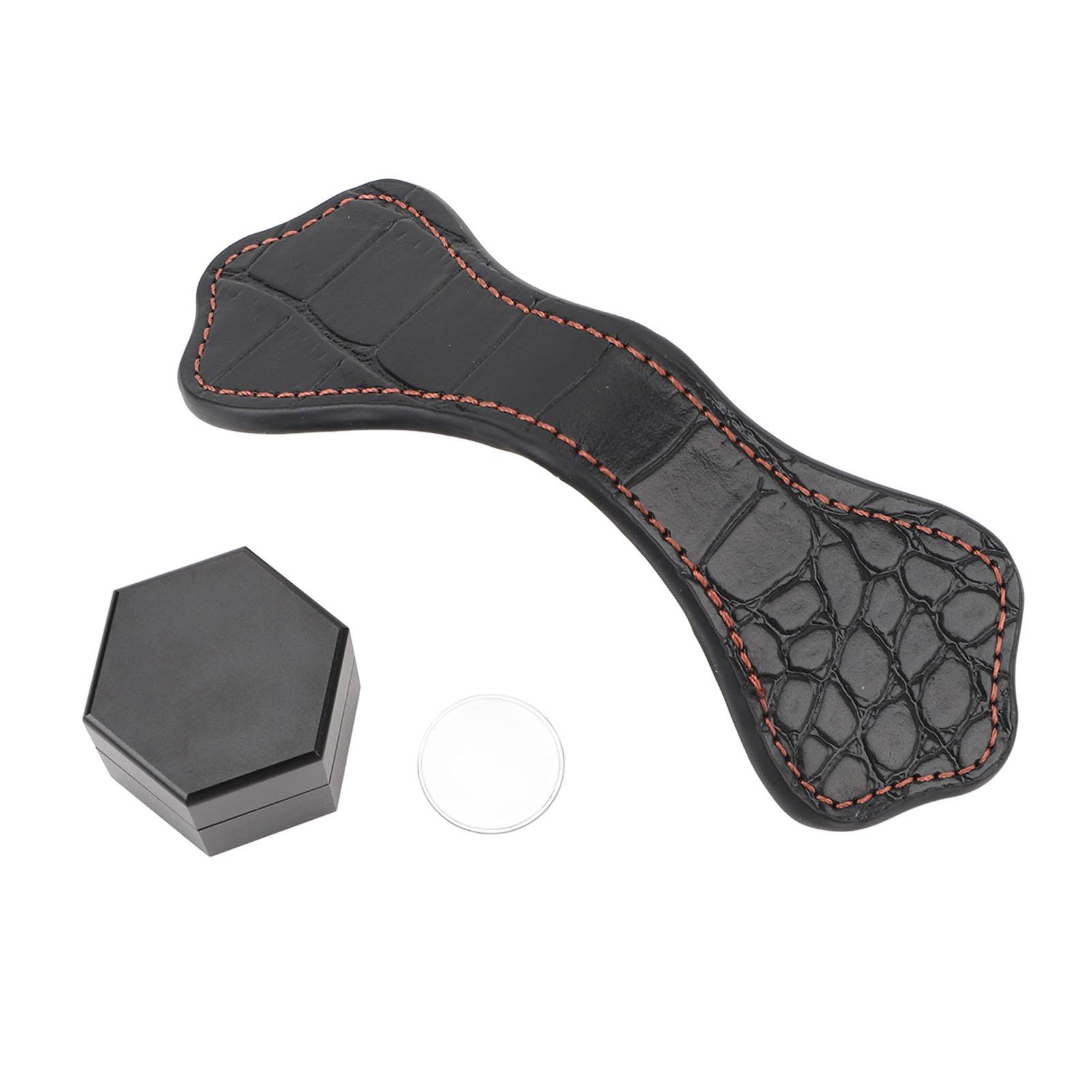 

Billiard Chalk Holder Aluminum Alloy Magnetic Hexagonal Portable Pool Cue Chalk Box with Leather