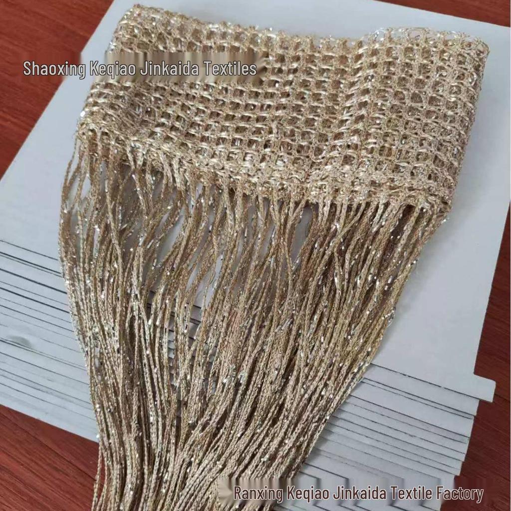 Encrypted Silver Thread Wedding Curtain: Decorative Tassel Ceiling Partition with Round Ring Scene Layout