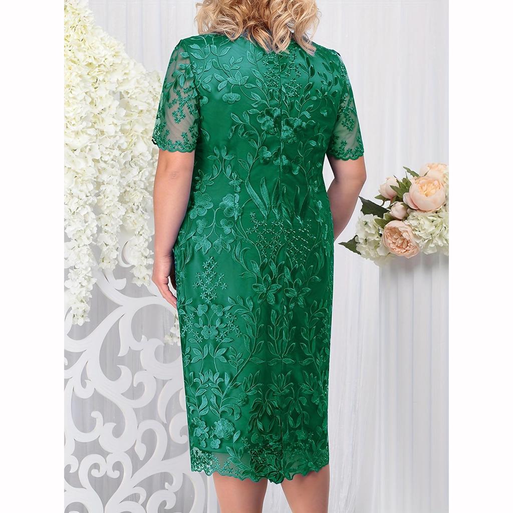 Sommerkleider Hochzeitsgast Damen Kurzarm Spitze Elegant Bodycon Partykleider