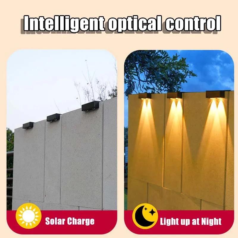 LED Solar Garden Lights Outdoor Garden Square Wall Lamp IP65 Waterproof Solar Powered Light Yard Balcony Fence Decoration Lamps