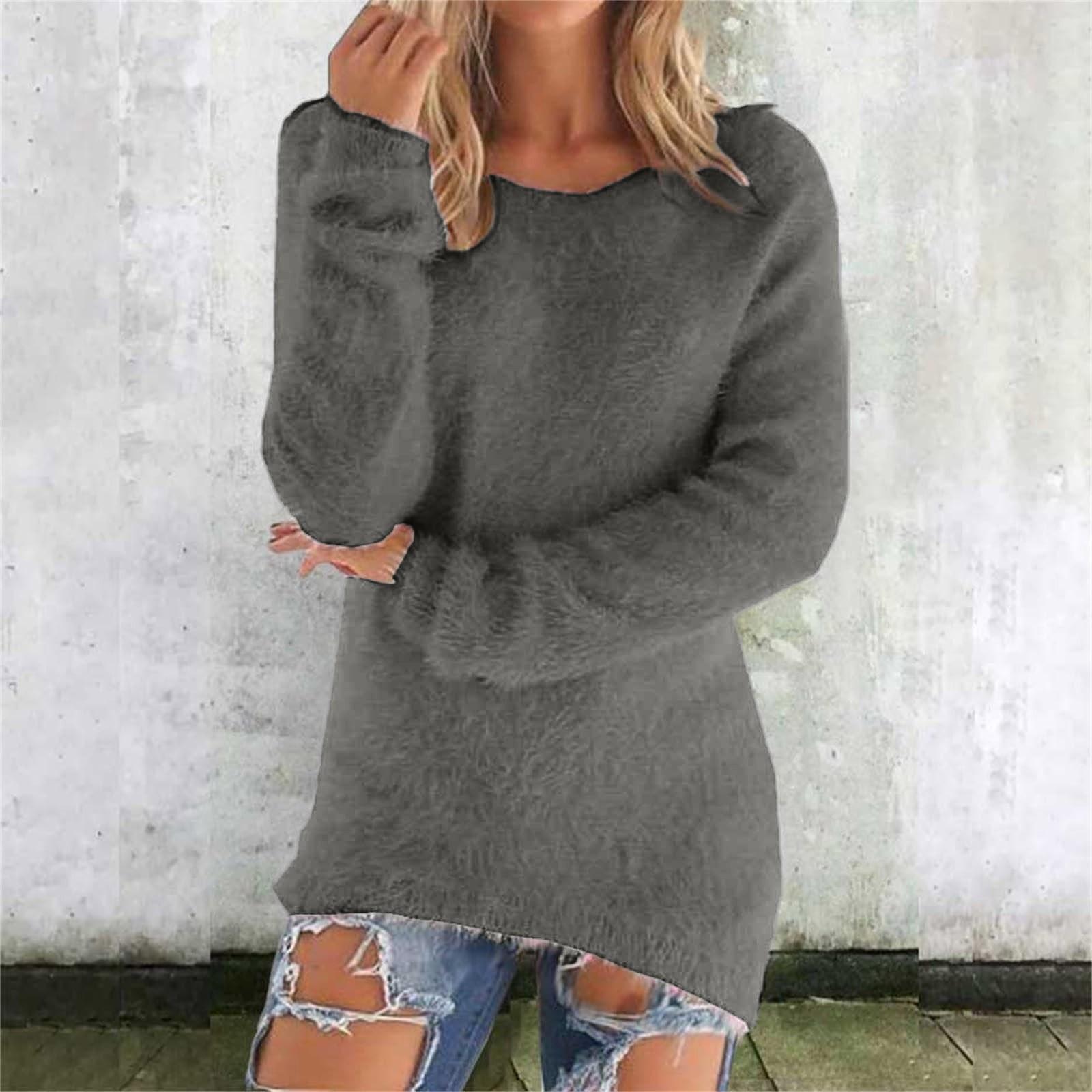 Осенне-зимняя мода однотонные женские свитера с длинным рукавом L