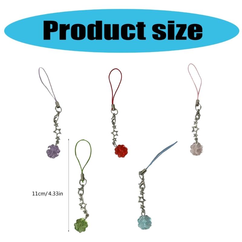 Cute Crystal Clovers Charm Phone Chain Elegant Crystal Four Leaf Clovers Phone Strap Accessory Versatile Phone Lanyard