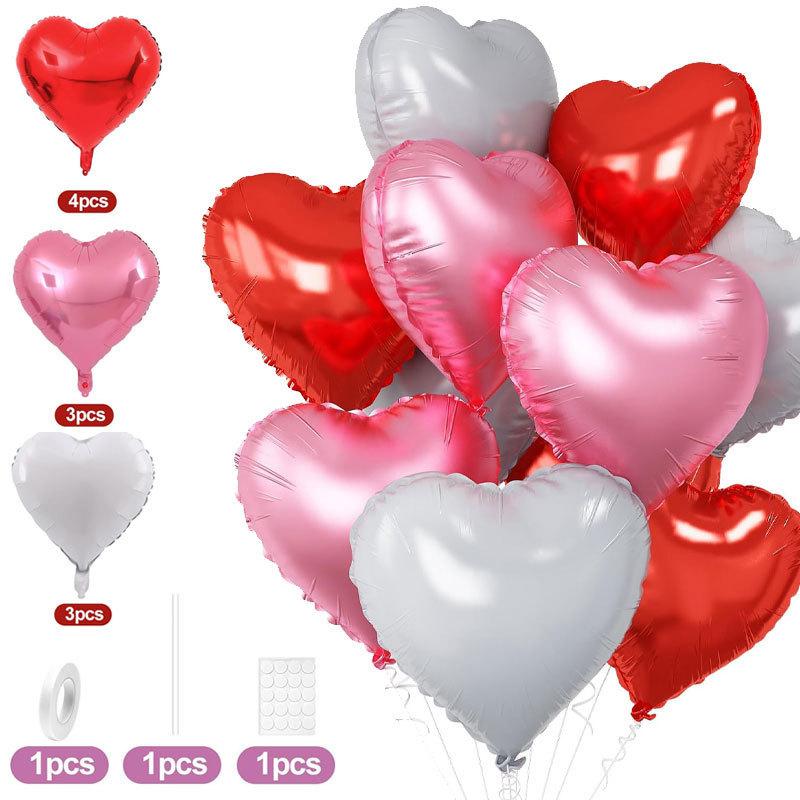 10Pcs 18 Inches Large Foil Red Heart Shaped Balloons For Valentine'S Day Wedding Shower Anniversary Engagement Decoration