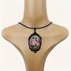 Gothic Rose Glass Necklace for Women Vintage Satan Demon Pendant Halloween Roses Necklaces Dark Punk Style Necklace Victoria Emboss Necklaces Mystic
