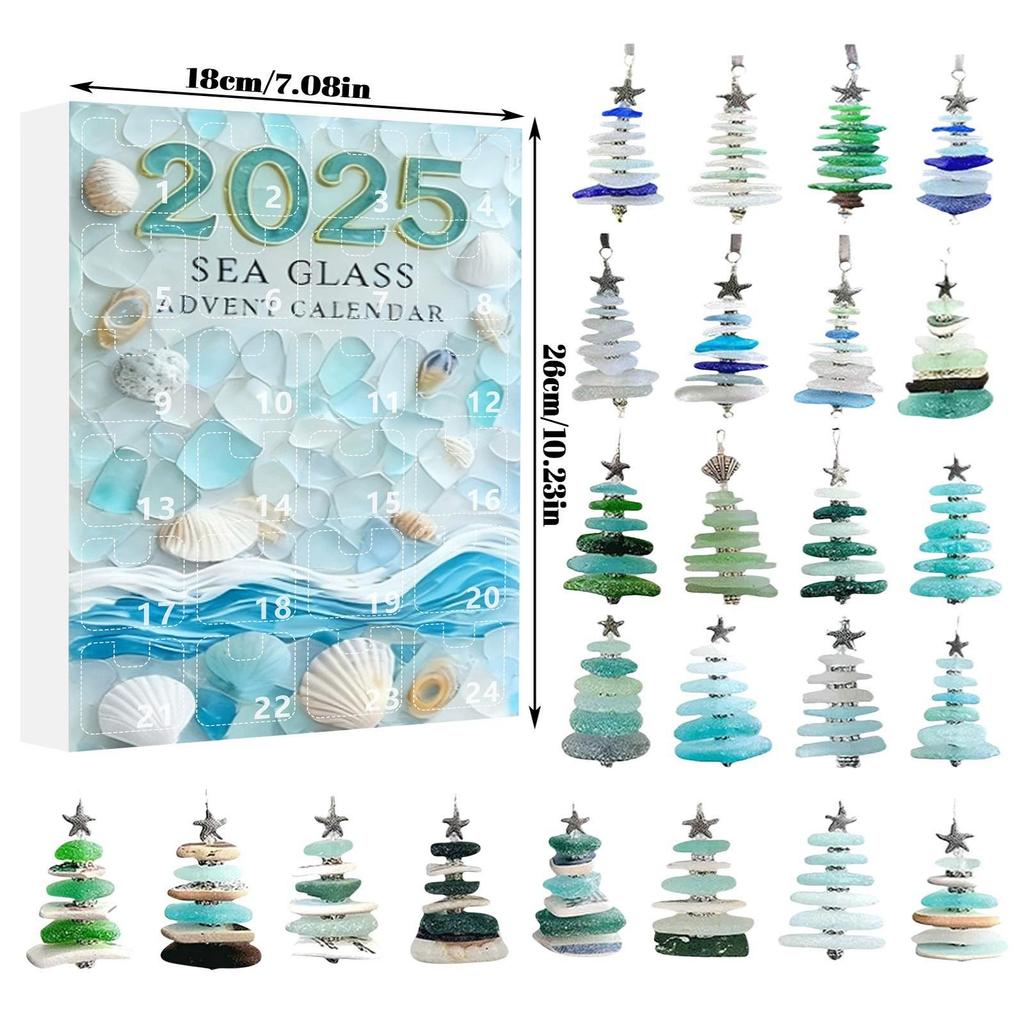 2D Sea Glass Christmas Tree Advent Calendar Christmas Advent Calendar Acrylic Advent Calendars Pendant Home Decorations 2025