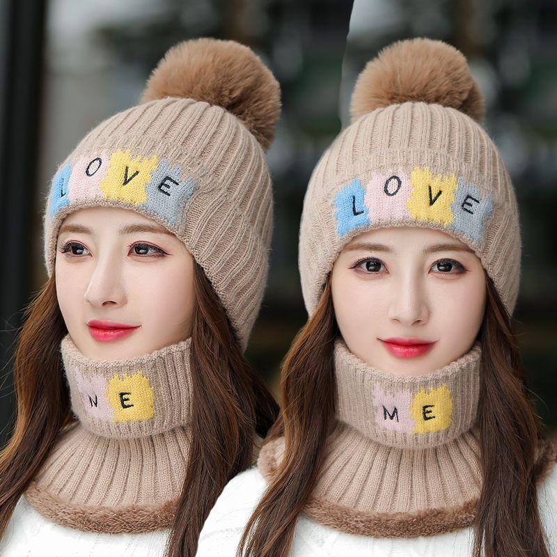 Hat Women's Winter Trendy Fashion Versatile Warm Knitted Hat Windproof Ear Protector Hat Fleece Thickened Wool Hat Women's