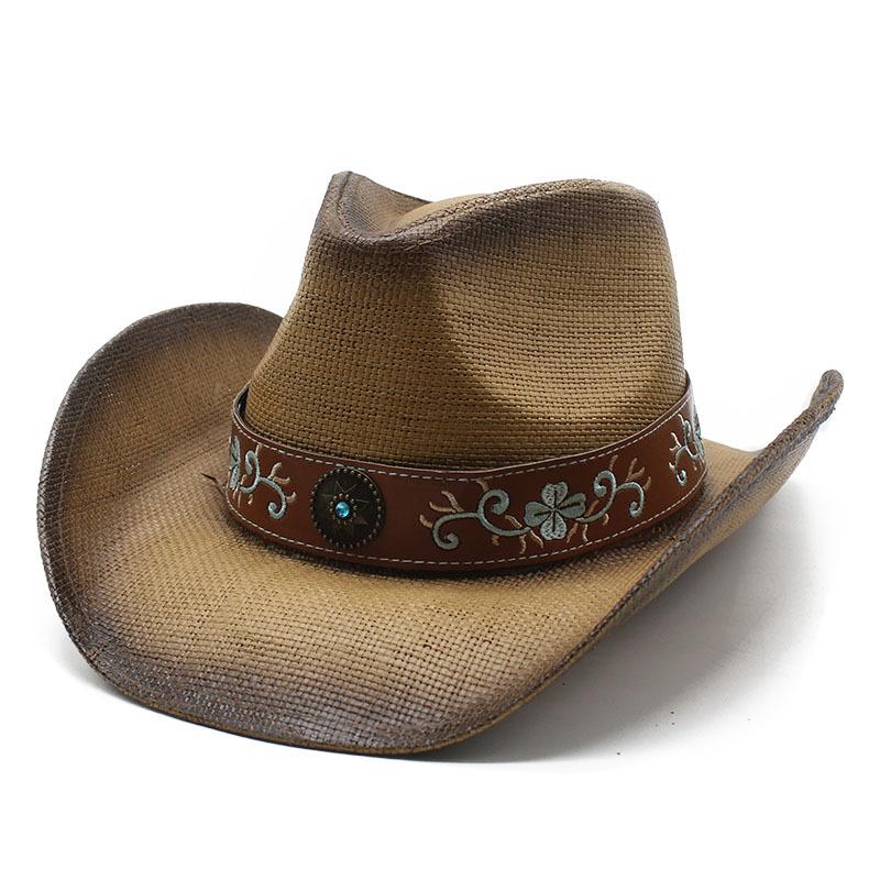 Outdoor Beach Hat Women'S Big Eaves Sunscreen Hat Spray Painted Denim Straw Hat