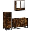 3 Piece Bathroom Furniture Set Smoked Oak Wood Based Panel