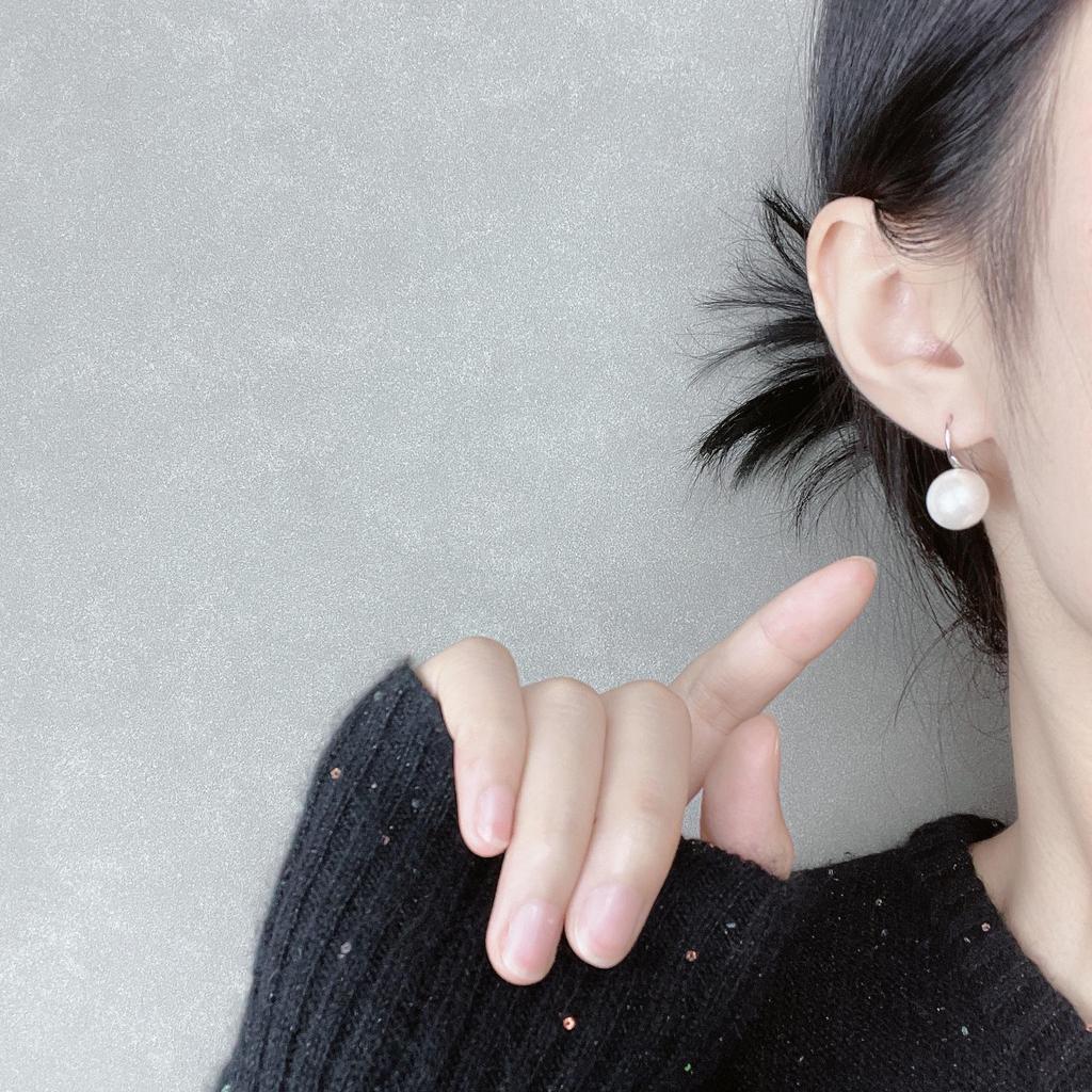 Perfectly Round Pearl Sterling Silver Stud Earrings with Colorful Retro Hong Kong Style and Big Light Bulb Design