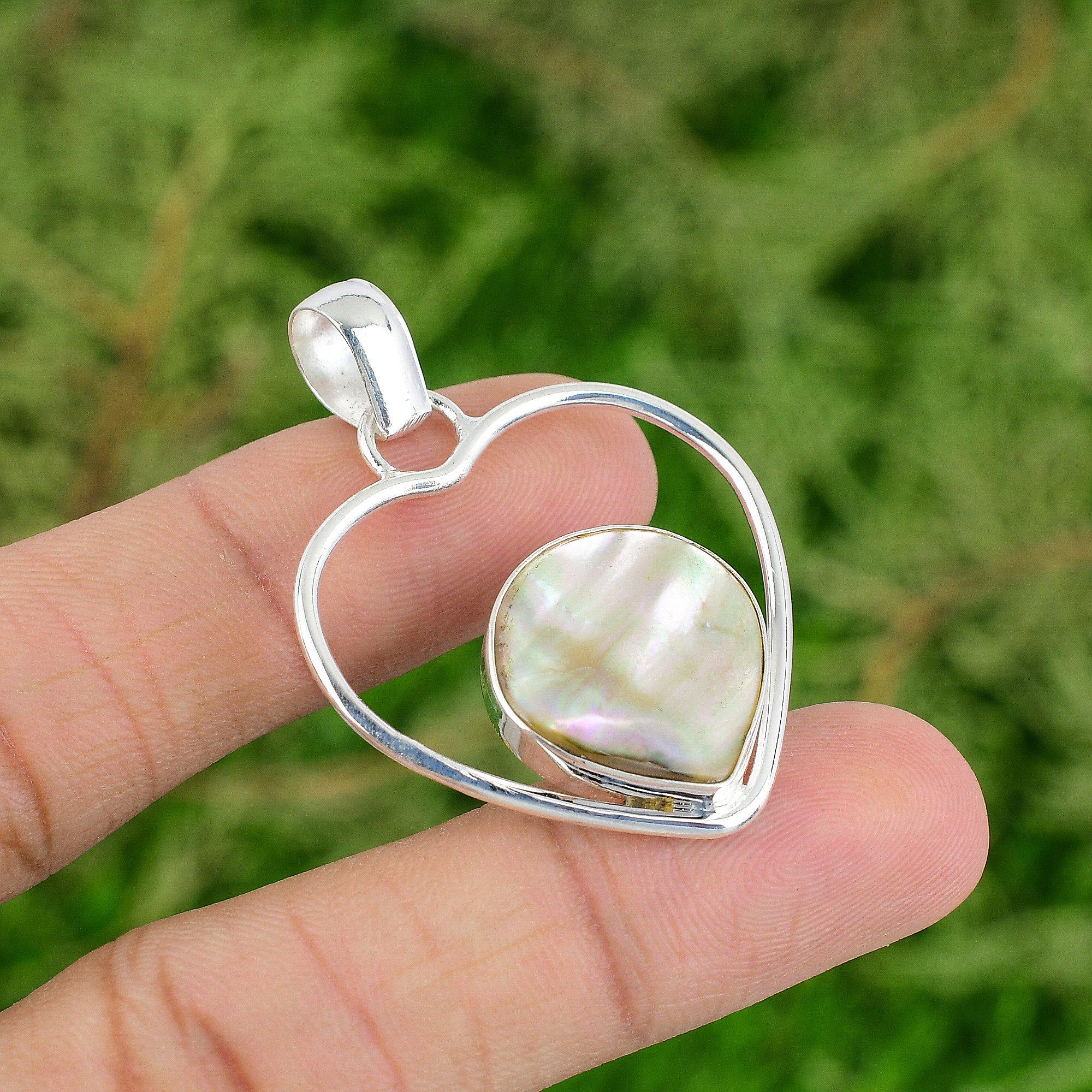 

Sisters Day Deal 925 Silver Mother Of Pearl Stone Heart Birthday Pendant Jewelry