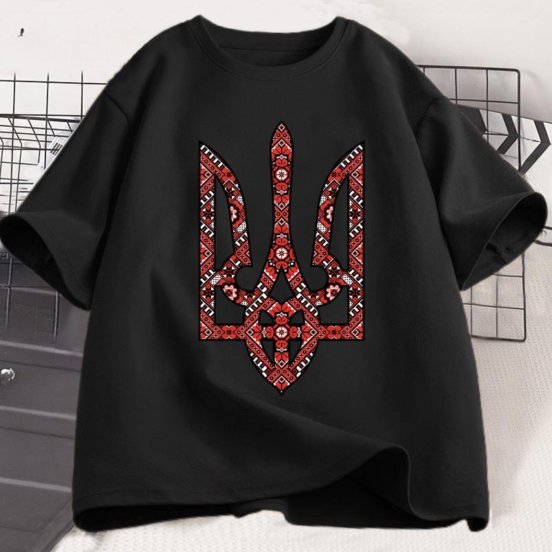 Ukraine Emblem Coat of Arms Tryzub T Shirt Unisex Women Harajuku Cotton Short Sleeve Tshirt Ukrainian T Shirts Unisex Clothes Tops