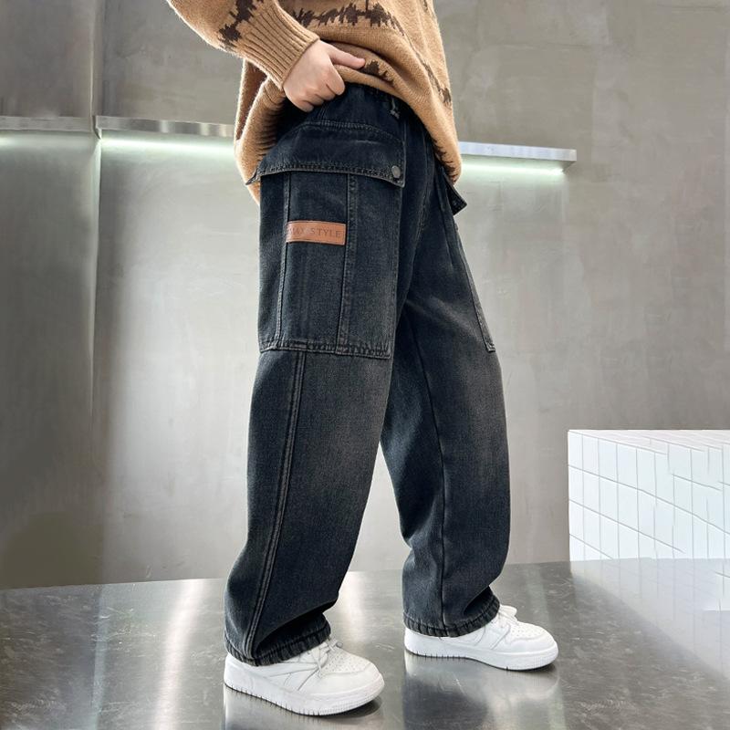 

Boys Jeans Spring and Autumn Style New Children s Long Pants Wide-leg Pants for Medium and Large Children Stylish and Casual 120