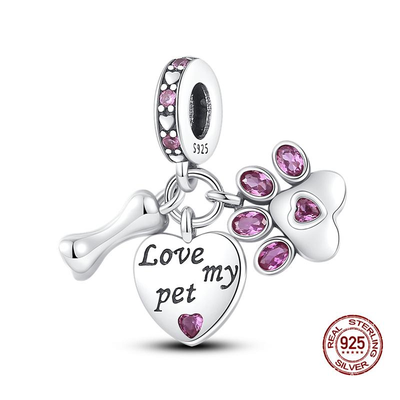 Original Charms Copper Cute Dog Paw Print Bone Series Charms Fits 3Mm Original Bracelet For Women Diy Jewelry Gifts New In