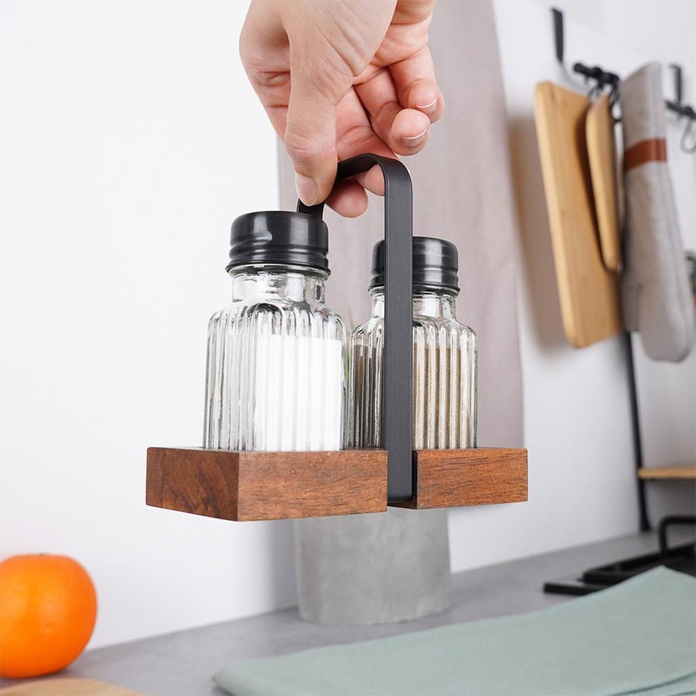 Spice Shaker Salt Pepper Shaker Set Salt Pepper Containers Stand