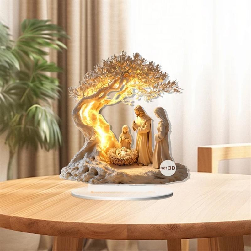 

Christmas Nativity Scene Tabletop Ornament Acrylic Decoration 2D Flat Designs for Home Desk Decors and Church Display M68E China Mainland