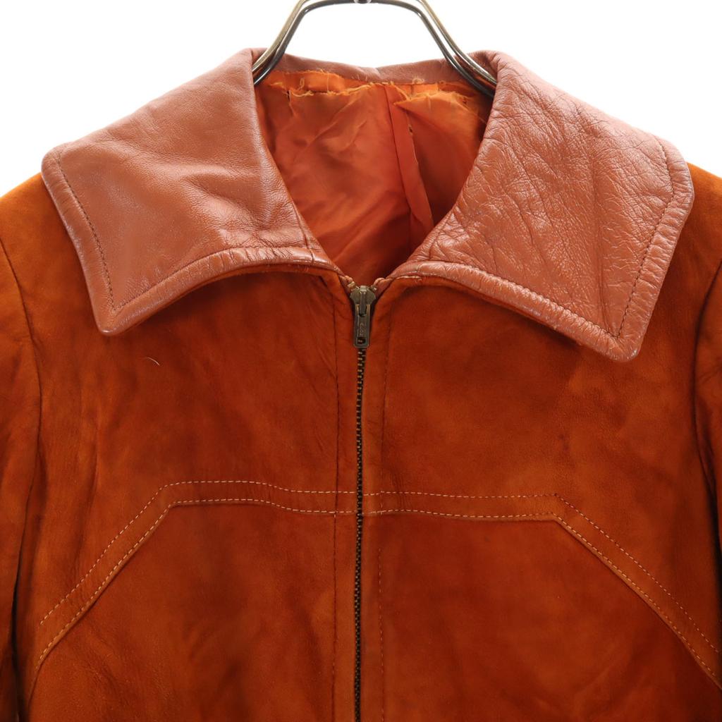 60s 70s Vintage TALON Zip Suede Leather Jacket 18 Orange Series Women Used