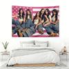 Katseye Pink American Flag Tapestry, Kpop Girl Group Wall Hanging, American Tour Photo Print Decor For Bedroom Dorm, Flat Print