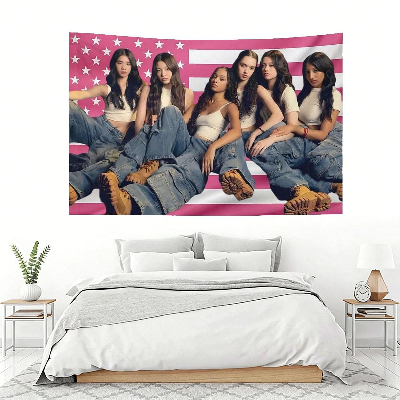 KATSEYE Rozā Amerikas Karoga Gobelēns, Kpop