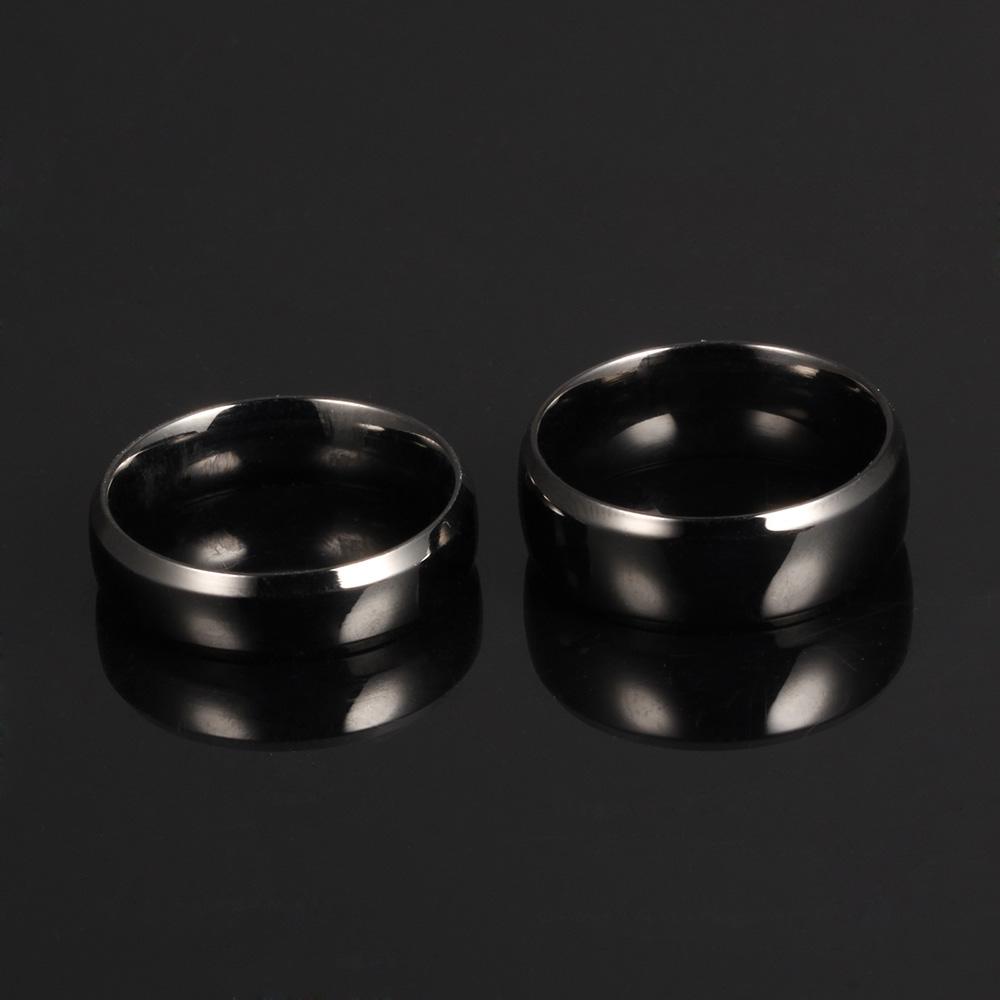 JeeMango Trendy Stainless Steel Couple Ring Classical Black Gun Plated Men Women Jewelry Minimalist Finger Rings OGJ479H