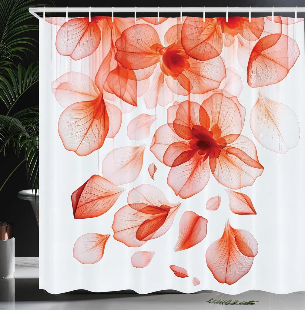 Colorful Shower Curtain, Oriental Boho Flourishing Mandala Flower and Aquarelle Look Hues Print, Cloth Fabric Bathroom Decor Set