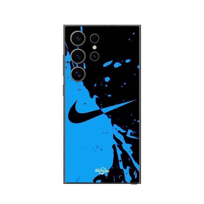 Phone Case - MANIACASE - Samsung Galaxy S24 Ultra - Silicone TPU - Nike Logo - Black and Blue