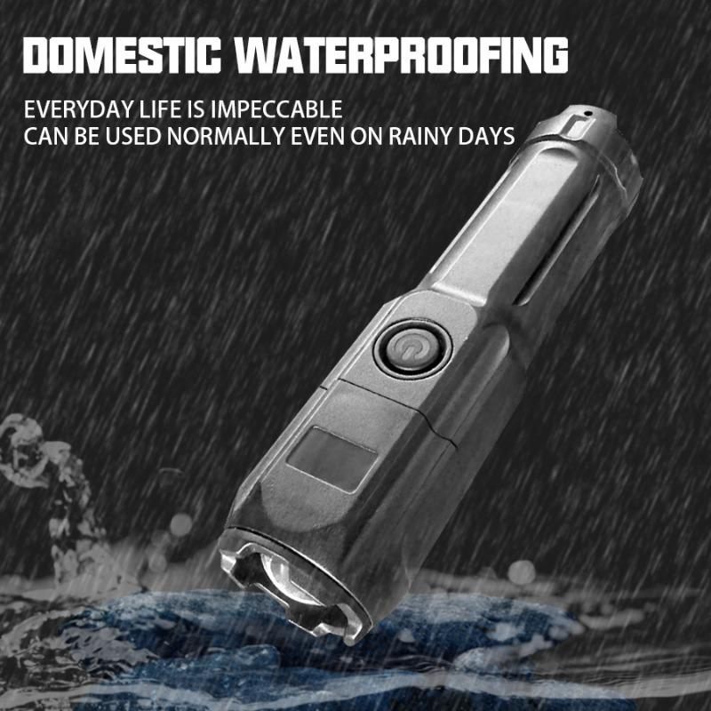 1PC Outdoor Multifunctional Strong Light Zoom Flashlight Portable Home Mini USB Rechargeable Flashlight