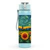 1PC Van Gogh Sunflower Starry Night 750ml Color Plastic Sports Water Bottle Leakproof Flip Straw Lid Suitable for Sports Office Home Use