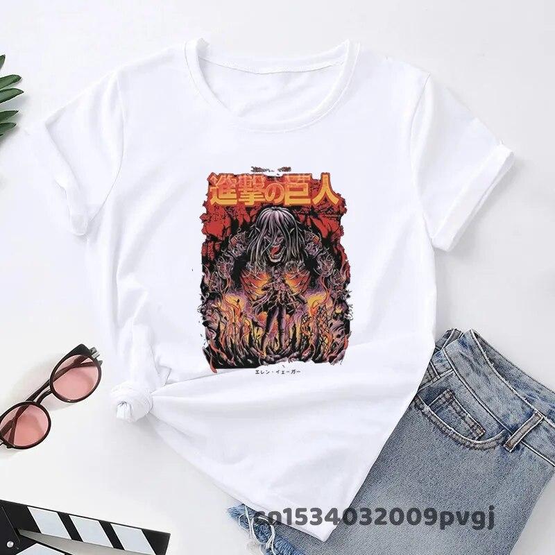 

Женская футболка аниме «Атака Титанов Эрен Йегер» Harajuku унисекс крутая футболка большого размера с короткими рукавами уличная футболка унисекс 4XL