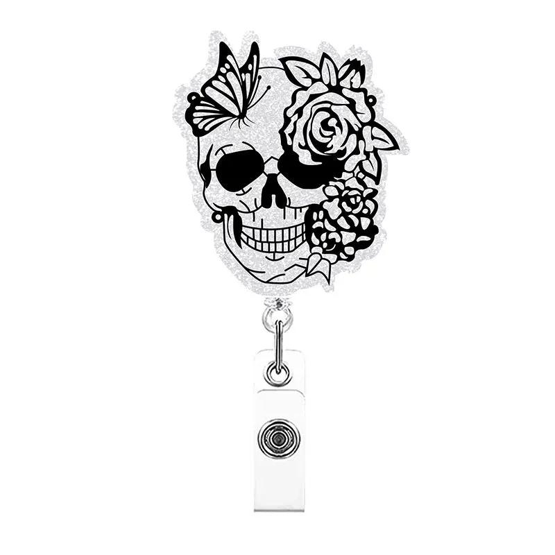 Halloween Chest Skeleton Coffee Retractable Badge Reel For Nurse Doctor Card Holder Accessories Supplies Name Card Clips Gift