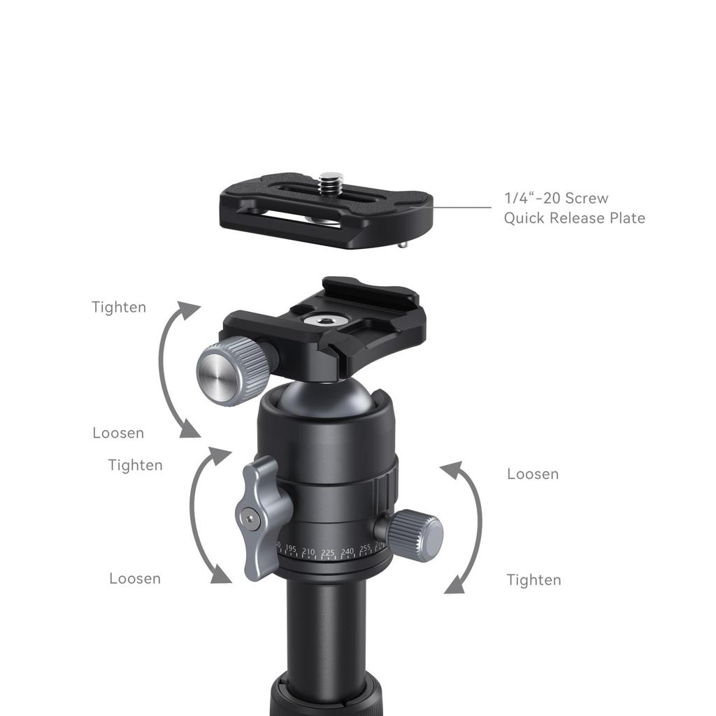 SmallRig Mini Tabletop 6kg Load 52cm with Ball 4289 VT-20 Tripod, Aluminum, Tripod, Capacity, Height, 360° Head, Arca-Swiss Compatible,