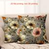 Rustic Floral Pattern Decorative Throw Pillow Cover 2D Printed Polyester Sofa Cushion Case for Living Room Home Decor