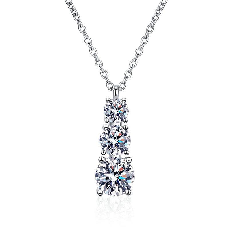 Sansheng Stone Light Luxury Necklace Female Pendant Inlaid with Synthetic Zircon Advanced Sense Personality Fairy Wind Clavicle Chain Item Jewelry