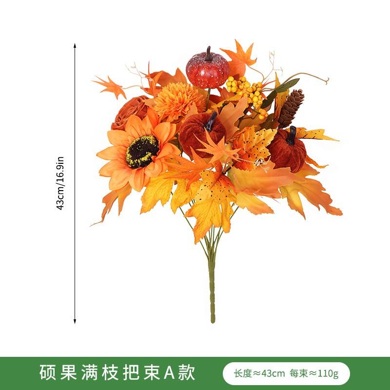 Artificial Sunflower Home Decor Bouquet With Faux Rose Maple Leaves Style Silk Flower Arrangement Fall Harvest Festival