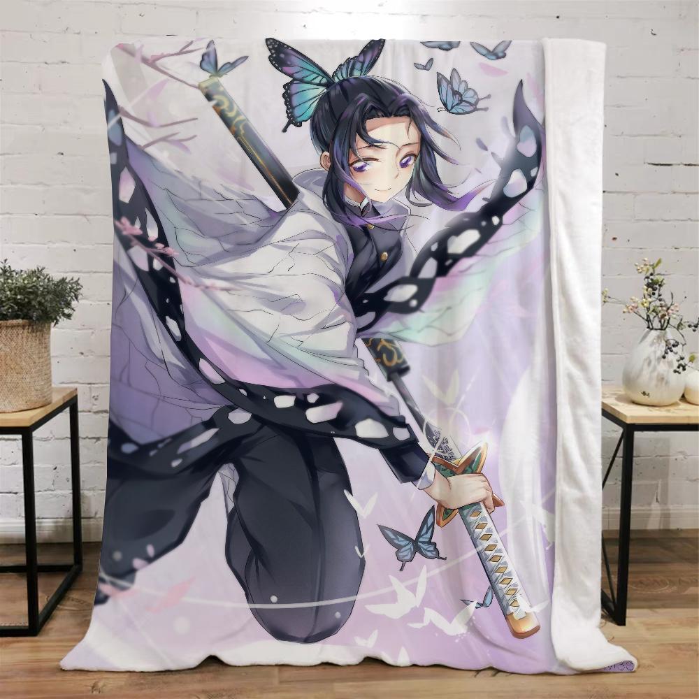 Demon Slayer Funny Blanket Bed Custom Blankets & Throw Microfiber Bedding Home and Decoration Beach Towel Knitted Plaid Knee Nap