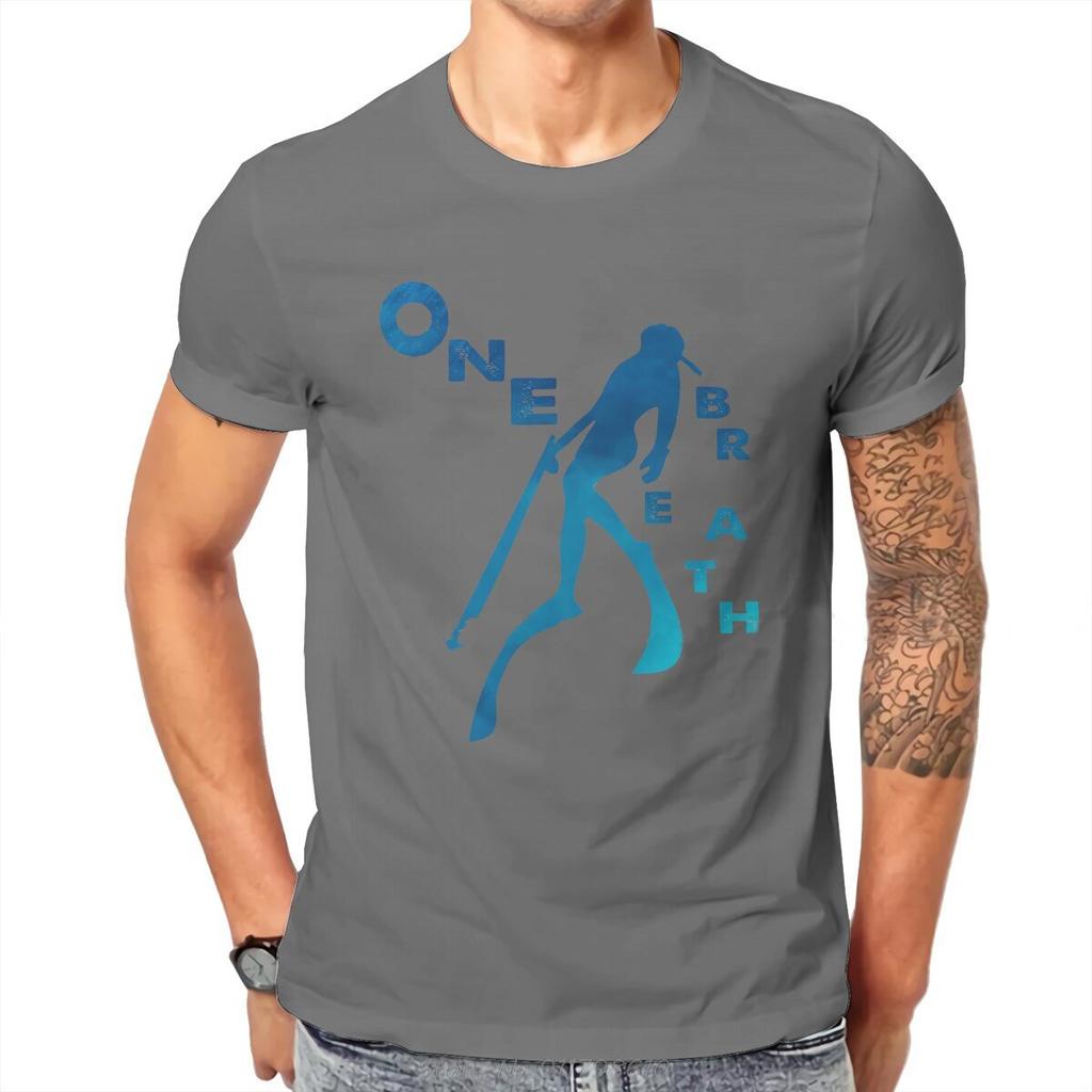 One Breath Spearfishing Freediving Lovers Casual T-Shirt Dive Scuba Diving Style Tops Casual T Shirt Summer Men Clothing Tshirt