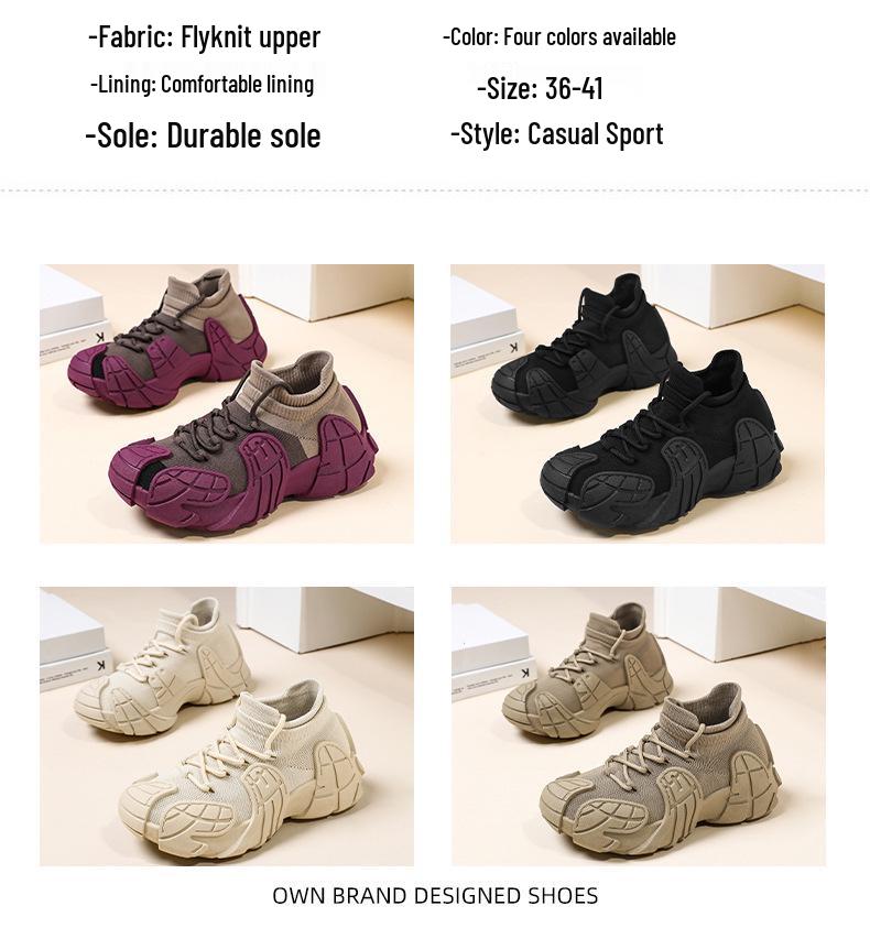 Damen Trendige Oktopus Kokosnuss Freizeit Fly-Knit Schuhe mit dicken Sohlen