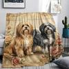 1PC Retro Pet Puppy Print Flannel Blanket, High quality All Seasons, Home Decor, Warmth and Comfort, Perfect for Christmas Gifts